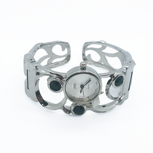 Silver Cut Out Bangle Watch