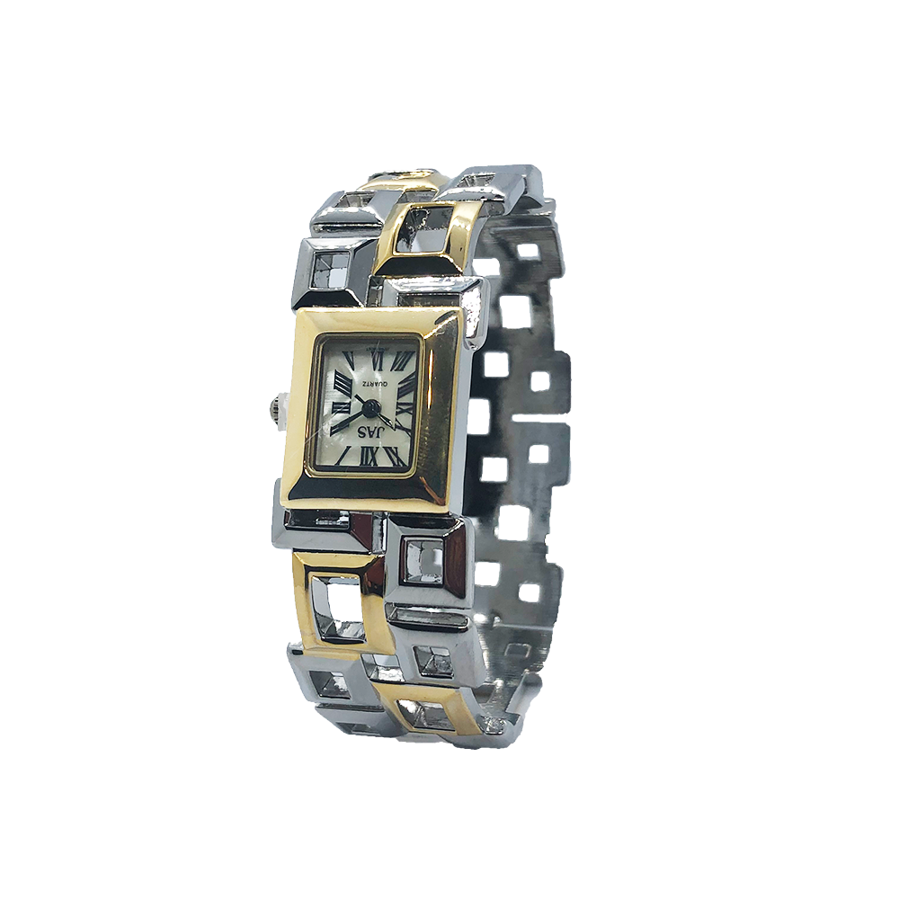 Gold and Silver Bangle Watch-JAS