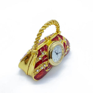 Antique Pouch Handbag Clock Jewelry Box Christmas Gift Idea