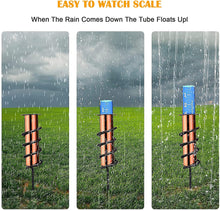 Load image into Gallery viewer, Floating Copper Rain Gauge Outdoor Metal Water Gauge Set for Lawn Garden
