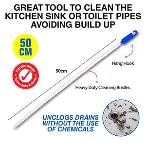 Long Sink Brush Pipe Drain Dredge Tool Cleaner Stick Bathtub Bathroom Flexible