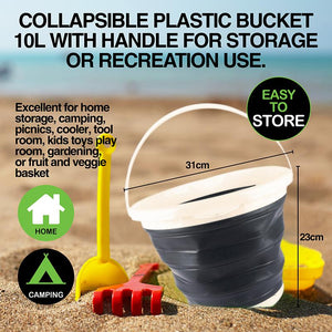 10L Folding Collapsible Water Tank Bucket w/ Handles Car Camping Fishing Beach Picnic