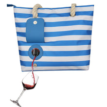 Load image into Gallery viewer, Large Capacity Striped Messenger Insulated Red Wine Bag Tote for Beach Party Outdoor
