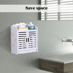 Wall Mounted Bathroom Cabinet Shelf Storage Rack with Doors