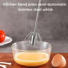 Load image into Gallery viewer, Manual Self Turning Stainless Steel Push Mixing Eggs Whisk Hand Mixer
