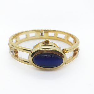 Gold Cut Out Crystal Bangle Watch  with flip cover