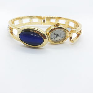 Gold Cut Out Crystal Bangle Watch  with flip cover