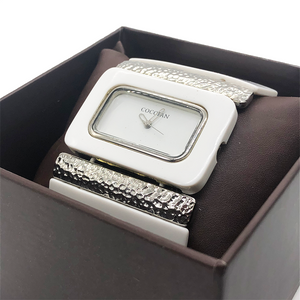 White Adjustable Designer Bracelet Lady Watch w/Gift Box