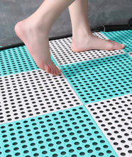 Load image into Gallery viewer, Pack of 4 DIY Anti Non Slip Interlocking Rubber Bath Shower Mat Rug Floor Tiles with Drain Holes Bathtub Bathroom
