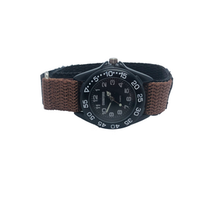 Gents Watch With Velcro Strap (Small)-Black and Brown