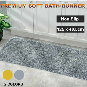 Premium Soft Microfiber Shaggy Bath Runner Mat Non Slip Kitchen 125 x 40.5cm