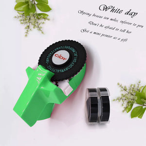 Handheld Label Embossing Maker Mini Letter Number Writer with 2 Tape Replacement for Home DIY Crafting (Black)