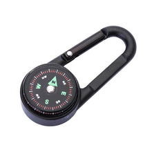 Load image into Gallery viewer, 2x 3in1 Keychain Compass Carabiner Thermometer Hook Camping Hiking Survival Tool
