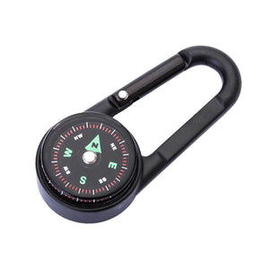 2x 3in1 Keychain Compass Carabiner Thermometer Hook Camping Hiking Survival Tool