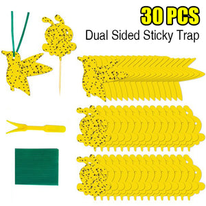 30pcs Dual Sided Strong Sticky Glue Trap Insect Killer Plant Fruit Fly Bugs Catcher