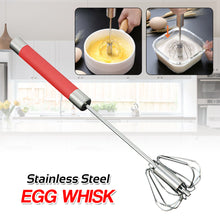 Load image into Gallery viewer, Manual Self Turning Stainless Steel Push Mixing Eggs Whisk Hand Mixer
