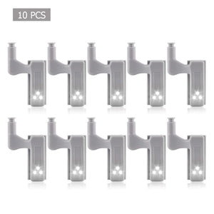 10x LED Hinge Cabinet Lights Smart Sensor Closet Cupboard Wardrobe Kitchen Light