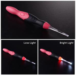 11 In 1 USB Light Up LED Knitting Crochet Needles Kit Tool Sweater Sewing Set