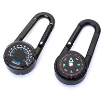 Load image into Gallery viewer, 2x 3in1 Keychain Compass Carabiner Thermometer Hook Camping Hiking Survival Tool
