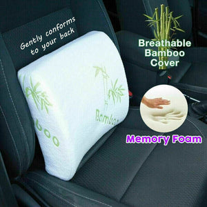 Bamboo Memory Foam Back Support Cushion Pillow Car Seat Chair  w/ Stretch Strap