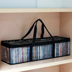 Large Clear CD Book Storage Holder Easy Zip Closure Carry Bag Organizer