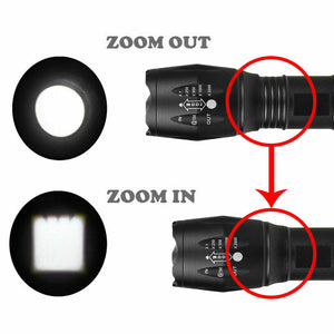 High Power Tactical Zoom Flashlight LED Super Bright Military Grade Torch