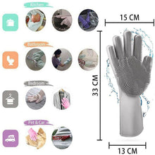 Load image into Gallery viewer, 1 Pair Bristled Silicone Gloves Dishwashing Glove Scrubber Cleaning Kitchen Tool
