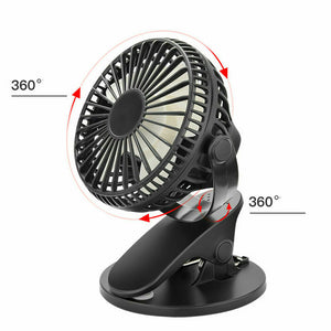 360° Portable Travel Fan Rechargeable USB Clip On Mini Hand Held Desk Fans