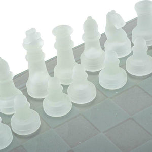 32pcs Glass Chess Set Frosted Board Game Queen's Elegant Crystal Gambit