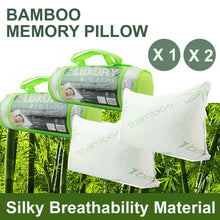 Load image into Gallery viewer, Luxury Bamboo Pillow Memory Form Standard Pillows Covers Cases 60x40cm
