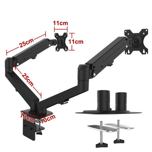 Dual Arm Bracket 10-27" Monitor Stand HD LED TV Screen Holder Desktop Mount