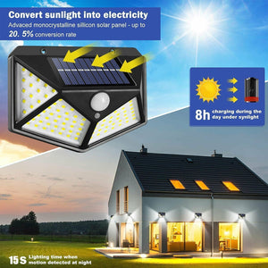 4-Pack 100 LED Solar Powered Motion Sensor Light Outdoor Security Lamp Garden Waterproof