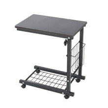 Load image into Gallery viewer, Rolling Height Adjustable Desk Sofa Side Table with Storage Small Laptop Table Black
