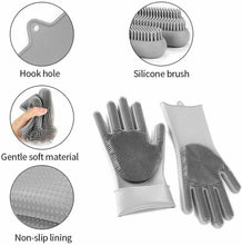 Load image into Gallery viewer, 1 Pair Bristled Silicone Gloves Dishwashing Glove Scrubber Cleaning Kitchen Tool
