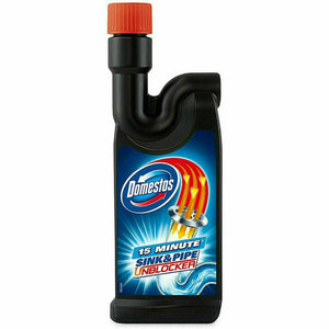 Domestos Drain Cleaner Liquid Pipe Sink Unblocker Disinfectant Hair Remover