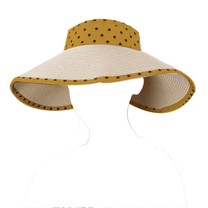 Polka Dot Women Roll Up Hat Wide Brim Floppy Sun Visor Hats Open Top Summer