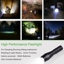 Load image into Gallery viewer, 2X Ultra Bright Tactical 5Mode Zoom Flashlight LED Hunting Focus Torch
