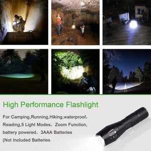 2X Ultra Bright Tactical 5Mode Zoom Flashlight LED Hunting Focus Torch