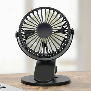 360° Portable Travel Fan Rechargeable USB Clip On Mini Hand Held Desk Fans