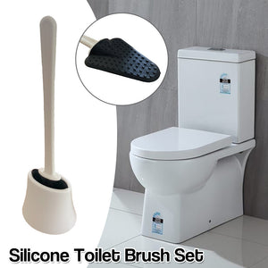 Silicone Toilet Brush with Toilet Gap Brush Holder Cleaning Brush Set